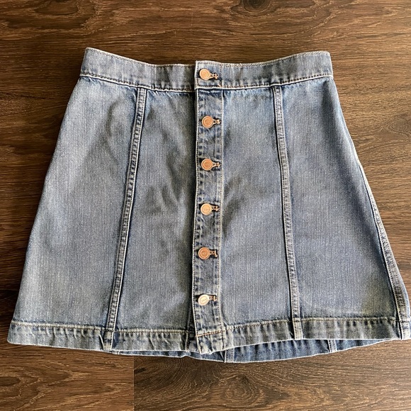 Button Fly Denim Skirt - Picture 1 of 4